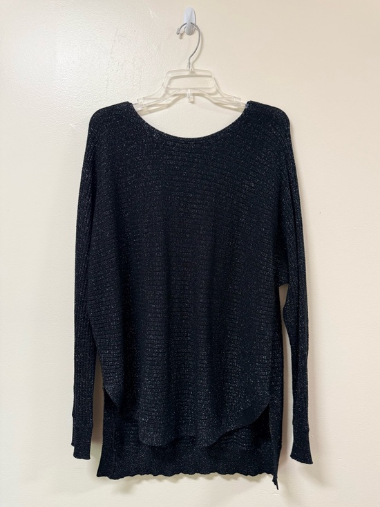 Hannah Sweaters - Hannah Black Metallic Scoop Neck Lightweight Sweater